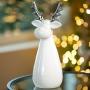 ADORNO PARA MESA NAVIDEÑO RENO MODERNO BLANCO CERÁMICA 35 CM