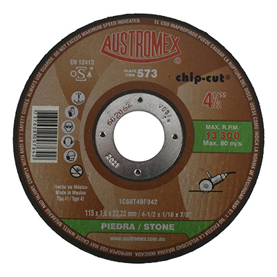DISCO DE CORTE PIEDRA PARA ESMERILADORA 4 1/2" CARBURO DE SILICIO