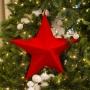 COLGANTE NAVIDEÑO ESTRELLA PLEGABLE 36 CM TELA ROJA