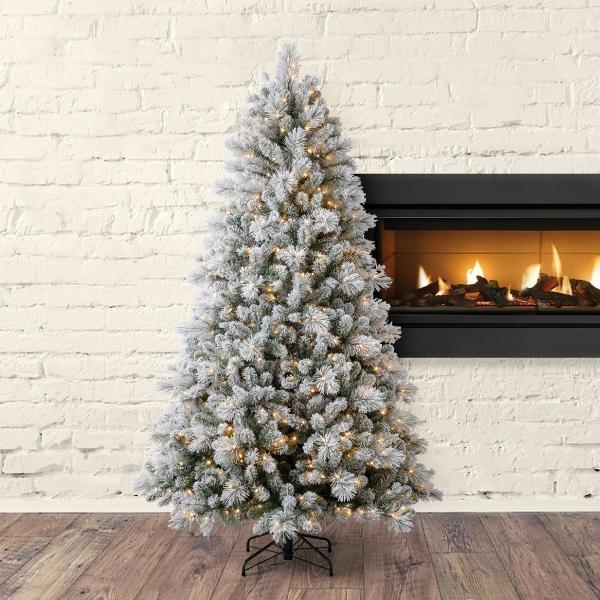ARBOL DE NAVIDAD AMELIA 2.28 M NEVADO CON LUCES LED 1244 RAMAS 650 FOCOS