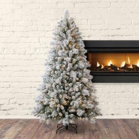 ARBOL DE NAVIDAD AMELIA 2.28 M NEVADO CON LUCES LED 1244 RAMAS 650 FOCOS