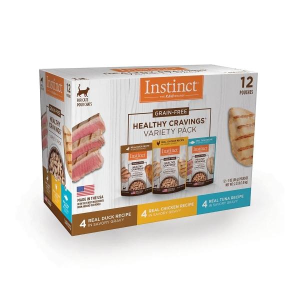 INSTINCT ALIMENTO HUMEDO HEALTHY CARVINGS PARA GATOS RECETAS VARIADAS LIBRE DE GRANOS MIZ 12 PIEZAS