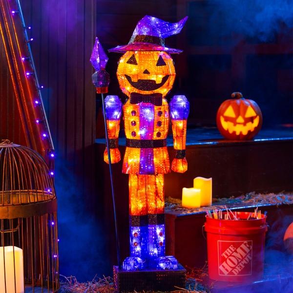 FIGURA DE HALLOWEEN CASCANUECES CALABAZA 94 CM CON LUZ LED