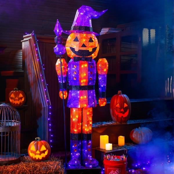 FIGURA DECORATIVA CABEZA DE CALABAZA CON LUZ LED 1.8 M