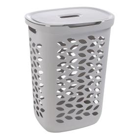 CESTO PARA LAVANDERÍA C/TAPA 62.5L DISEÑO HOJA GRIS