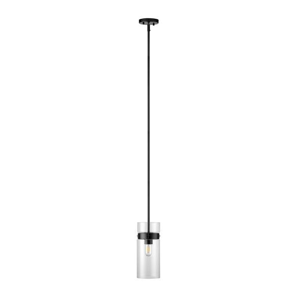 COLGANTE NEGRO CON VIDRIO TRANSPARENTE 1 LUZ