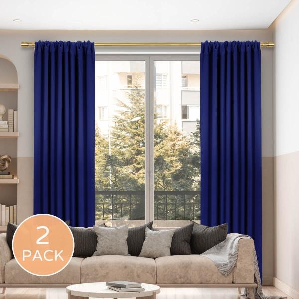 SET DE 2 PANELES DE CORTINA DECORATIVA AZUL 140 X 240 CM.