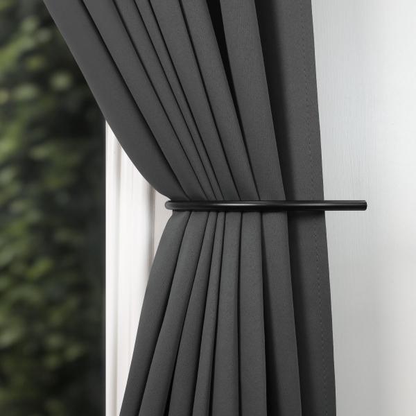 JUEGO DE SUJETACORTINAS DECORATIVOS PREMIUM COLOR NEGRO MATE (2 PIEZAS)