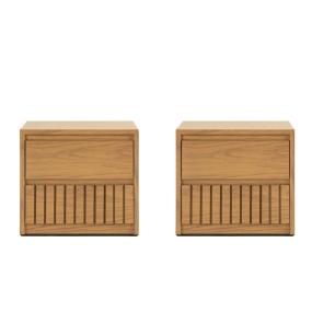 SET DE 2 BURÓS CON 2 CAJONES COLOR NATURAL - MADERA INDUSTRIALIZADA