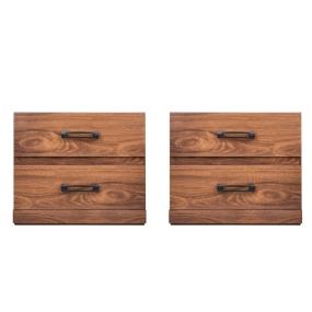 SET DE 2 BURÓS CON 2 CAJONES COLOR NOGAL - MADERA MDF