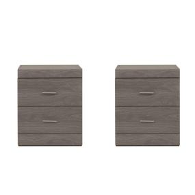 SET DE 2 BURÓS CON 2 CAJONES COLOR GRIS CON JALADERAS DE METAL - MADERA INDUSTRIALIZADA