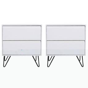 SET DE 2 BURÓS CON 2 CAJONES COLOR BLANCO - MDF, MELAMINA Y METAL