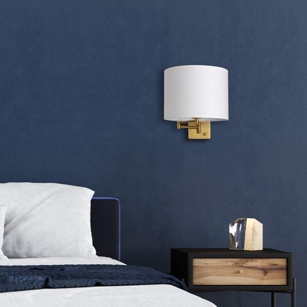 LAPARA DE PARED DORADA DE 1 LUZ PANTALLA BLANCA