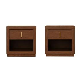 SET DE 2 BUROS CON 1 CAJON Y 1 COMPARTIMENTO NOGAL CON JALADERAS DE METAL - MADERA INDUSTRIALIZADA