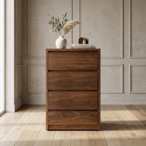 CÓMODA CAJONERA MDF NATURAL 4 CAJONES PARA RECÁMARA AMPLIO ALMACENAMIENTO
