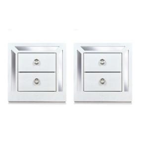 SET DE 2 BURÓS CON 2 CAJONES COLOR BLANCO Y PLATA - MADERA MDF