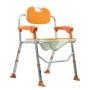 Silla Ducha de Aluminio Plegable con Respaldo y Ergonomía para Aseo Íntimo, Color Naranja