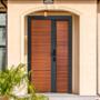 PUERTA EXTERIOR DE SEGURIDAD CON FIJO 14 PASADORES 120 X 213 CM IZQUIERDA MADERA CAOBA