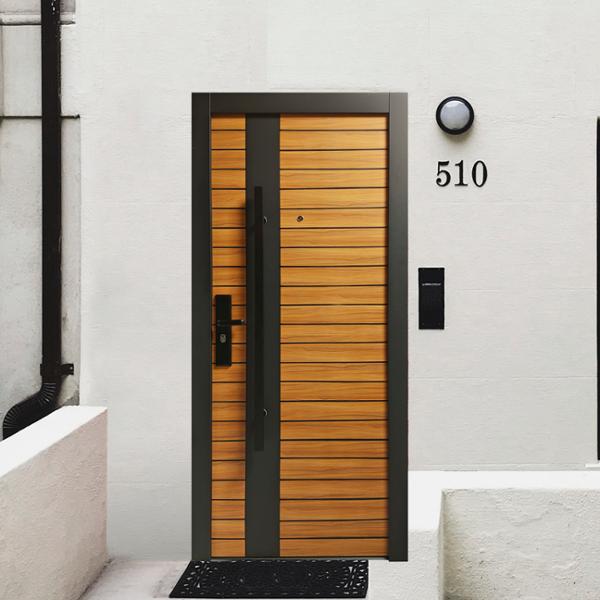 PUERTA EXTERIOR DE SEGURIDAD 10 PASADORES 96 X 213 CM DERECHA MADERA OLMO