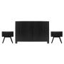 CABECERA KING SIZE CON BURÓS MDF NEGRO MODERNA CON ALMACENAMIENTO PARA RECÁMARA