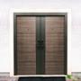 PUERTA EXTERIOR DE SEGURIDAD DOBLE 14 PASADORES 180 X 213 CM MADERA GRIS