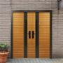 PUERTA EXTERIOR DE SEGURIDAD DOBLE 14 PASADORES 180 X 213 CM MADERA OLMO