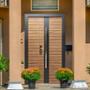 PUERTA EXTERIOR DE SEGURIDAD CON FIJO 14 PASADORES 120 X 213 CM DERECHA MADERA PINO