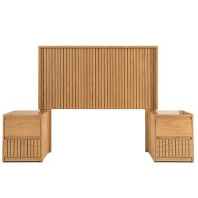 CABECERA KING SIZE DE MDF NATURAL CON 2 BURÓS Y CAJONES PARA RECÁMARA