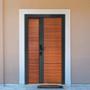 PUERTA EXTERIOR DE SEGURIDAD 14 PASADORES 120 X 213 CM DERECHA MADERA CAOBA