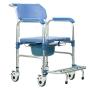 Silla Cómodo Ducha de Aluminio con Reposapiés Integrado, Color Azul