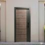 PUERTA EXTERIOR DE SEGURIDAD 10 PASADORES 96 X 213 CM IZQUIERDA MADERA GRIS