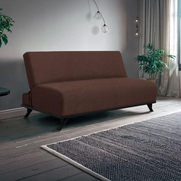 SOFÁ CAMA LEBARON RECLINABLE TELA 186 CM CAFÉ SIN COJINES