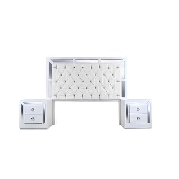 CABECERA KING SIZE MDF BLANCO TAPIZADA CON 2 BURÓS PARA RECÁMARA