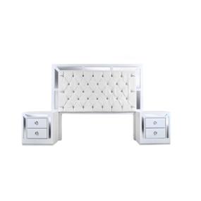 CABECERA KING SIZE MDF BLANCO TAPIZADA CON 2 BURÓS PARA RECÁMARA