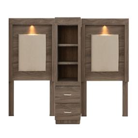 CABECERA INDIVIDUAL DE MDF GRIS CON LUZ Y BURÓ ORGANIZADOR PARA RECÁMARA
