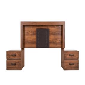 CABECERA KING SIZE MDF NOGAL Y NEGRO CON BURÓS Y LUZ PARA RECÁMARA