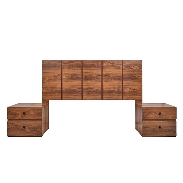 CABECERA KING SIZE DE MDF NOGAL CON 2 BURÓS Y CAJONES PARA RECÁMARA