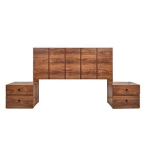 CABECERA KING SIZE DE MDF NOGAL CON 2 BURÓS Y CAJONES PARA RECÁMARA