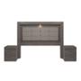 CABECERA KING SIZE MDF GRIS TAPIZADA CON 2 BURÓS PARA RECÁMARA