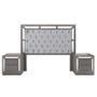 CABECERA KING SIZE DE MADERA INDUSTRIALIZADA GRIS TAPIZADA CON BURÓS PARA RECÁMARA