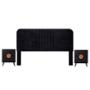 CABECERA KING SIZE DE MDF NEGRO TAPIZADA CON 2 BURÓS PARA RECÁMARA