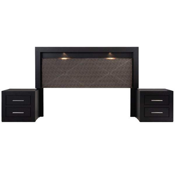 CABECERA KING SIZE MDF CHOCOLATE TAPIZADA CON LUZ PARA RECÁMARA