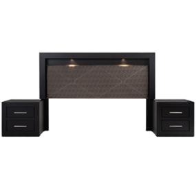CABECERA KING SIZE MDF CHOCOLATE TAPIZADA CON LUZ PARA RECÁMARA