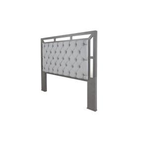 RECÁMARA KING SIZE DE 4 PIEZAS CON CABECERA TAPIZADA, 2 BURÓS Y CAJONERA COLOR GRIS