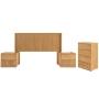 RECAMARA KING SIZE DE 4 PIEZAS CON CABECERA 2 BUROS Y CAJONERA COLOR NATURAL MADERA INDUSTRIALIZADA