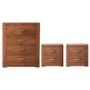 SET DE CAJONERA CON 4 CAJONES Y 2 BURÓS CON 2 CAJONES COLOR NOGAL - MADERA INDUSTRIALIZADA