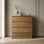 CÓMODA CAJONERA MDF NATURAL 4 CAJONES PARA RECÁMARA DISEÑO MODERNO ARMADA