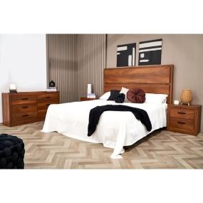RECÁMARA KING SIZE DE 4 PIEZAS CON CABECERA, 2 BURÓS Y CAJONERA COLOR PAROTA - MELAMINA