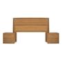 CABECERA KING SIZE DE MDF NATURAL CON LUZ Y 2 BURÓS PARA RECÁMARA