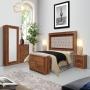 CABECERA KING SIZE DE MDF NOGAL TAPIZADA CON LUZ Y 2 BURÓS PARA RECÁMARA